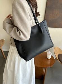 Retro Large Capacity Bag Women's Bag 2024 New Versatile Tote Bag Large Capacity Shoulder Commuter Bag - Black - View 1