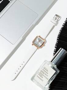 DISU Square Pointer Quartz Watch As A Gift For Students Returning To School - White - View 3