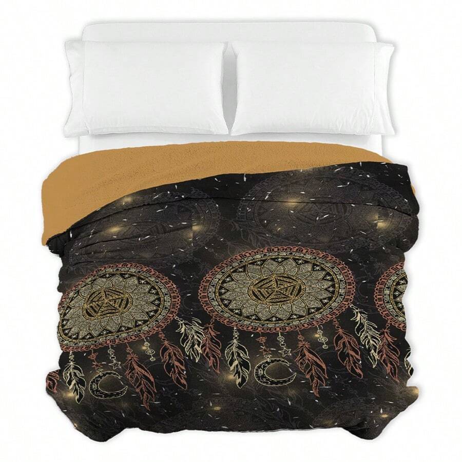 Coverlet With Shearling, Fleece Flannel Fabric With Shearling - Gold - View 1
