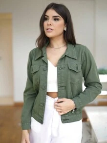 ACME MADE IN CHINA Women Denim Jackets & Coats - 軍綠色 - 查看 1