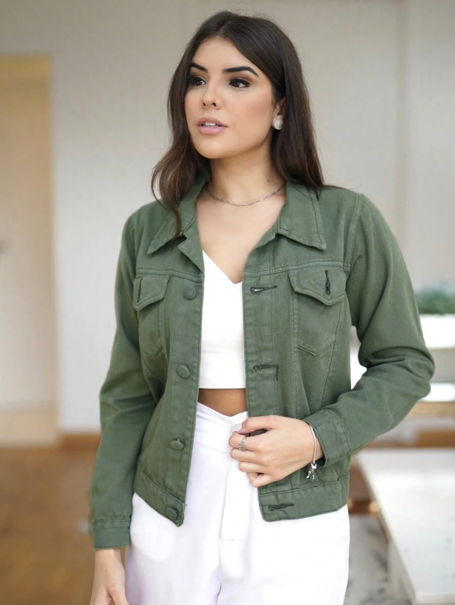 ACME MADE IN CHINA Women Denim Jackets & Coats - 軍綠色 - 查看 1
