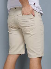 Men Denim Shorts - Beige - View 2