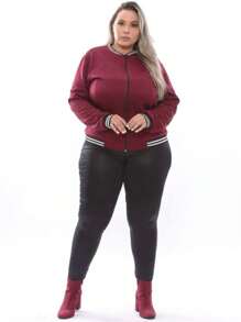 Plus Size Jackets - Burgonya - Görünüm 2