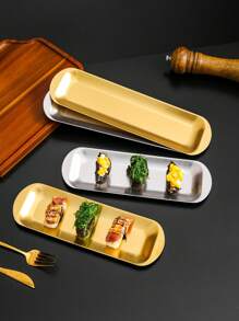 1入不銹鋼長方形托盤,厚金電鍍壽司盤,商用燒烤盤,平面盤 - 金色 - 查看 6