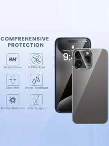 [6 en 1] Protector de pantalla compatible con iPhone 11 12 Mini 13 14 15 Plus Pro Max y protector trasero y protector de pantalla delantera con protector de lente de cámara [2+2+2 paquetes] de vidrio templado - transparente - Ver 4