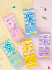 1pc Macaron Color Number Candle 0-9 Random Color Birthday Cake Decor Digital Candle,Christmas - Multicolor - View 8