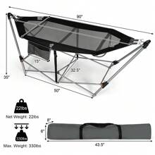 Portable Folding Hammock With Hammock Stand - 黑色 - 查看 6
