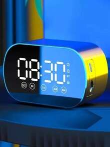 Mini Mirror Screen Alarm Clock, Wireless Bluetooth-Compatible Speaker With LED Display High Definition Subwoofer Alarm Clock Portable FM Radio - Multicolor - View 3