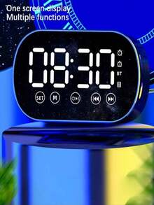 Mini Mirror Screen Alarm Clock, Wireless Bluetooth-Compatible Speaker With LED Display High Definition Subwoofer Alarm Clock Portable FM Radio - Multicolor - View 4