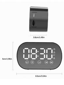Mini Mirror Screen Alarm Clock, Wireless Bluetooth-Compatible Speaker With LED Display High Definition Subwoofer Alarm Clock Portable FM Radio - Multicolor - View 7