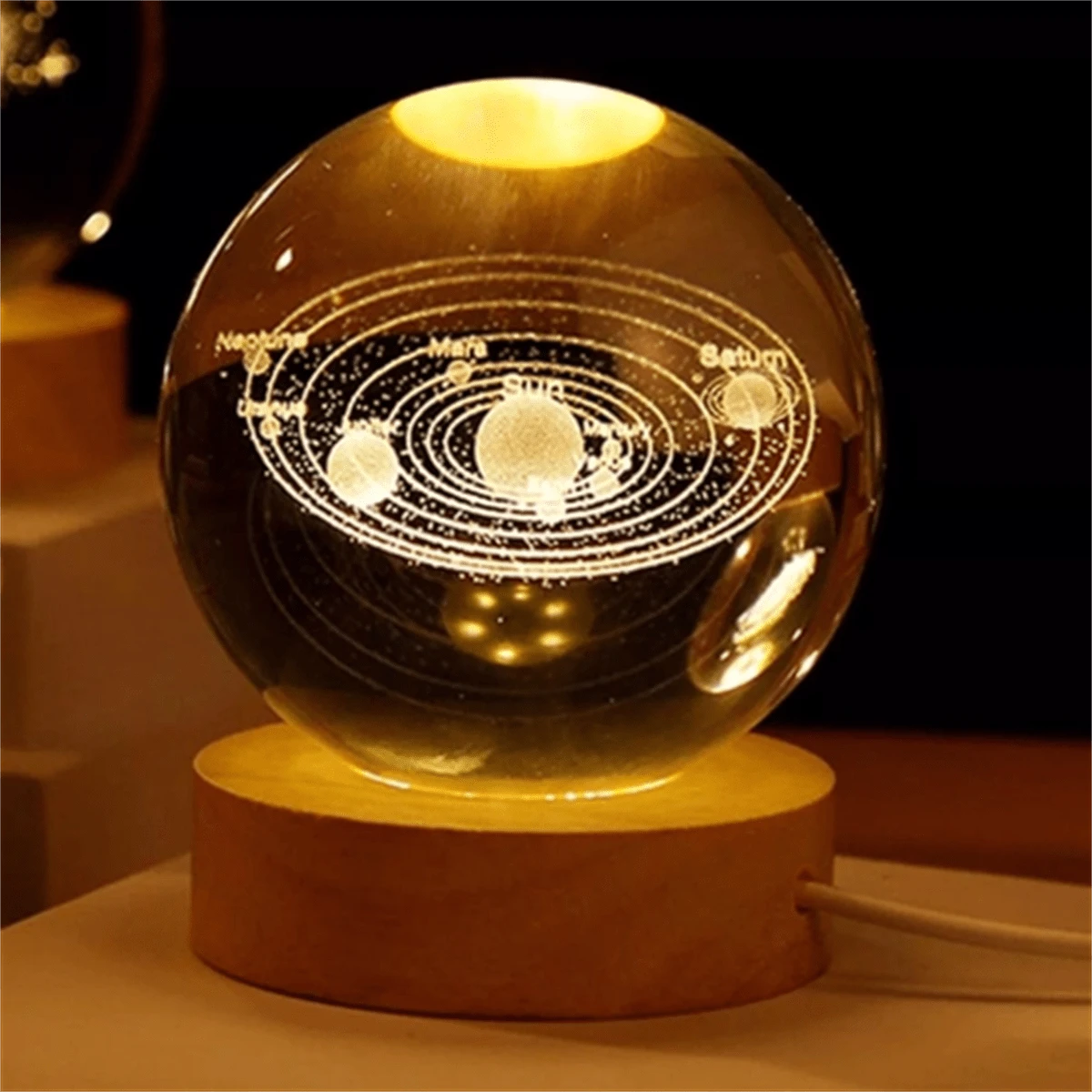 Luminária Para Quarto 3d Bola De Cristal GALAXIA /SISTEMA SOLAR  Brilhantes USB luminarias - SISTEMA SOLAR - Visão 1