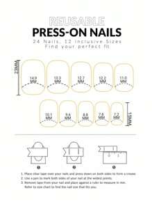Realza tu apariencia con 24 piezas de uñas cuadradas cortas con líneas blancas y francesa en tono nude, adecuadas para que las mujeres y las niñas las usen diariamente. - Multicolor - Ver 5