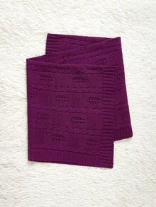 1pc Baby Knit Hollow Patterned Blanket, Solid Color Swaddle Blanket, Air Conditioner Blanket For Summer