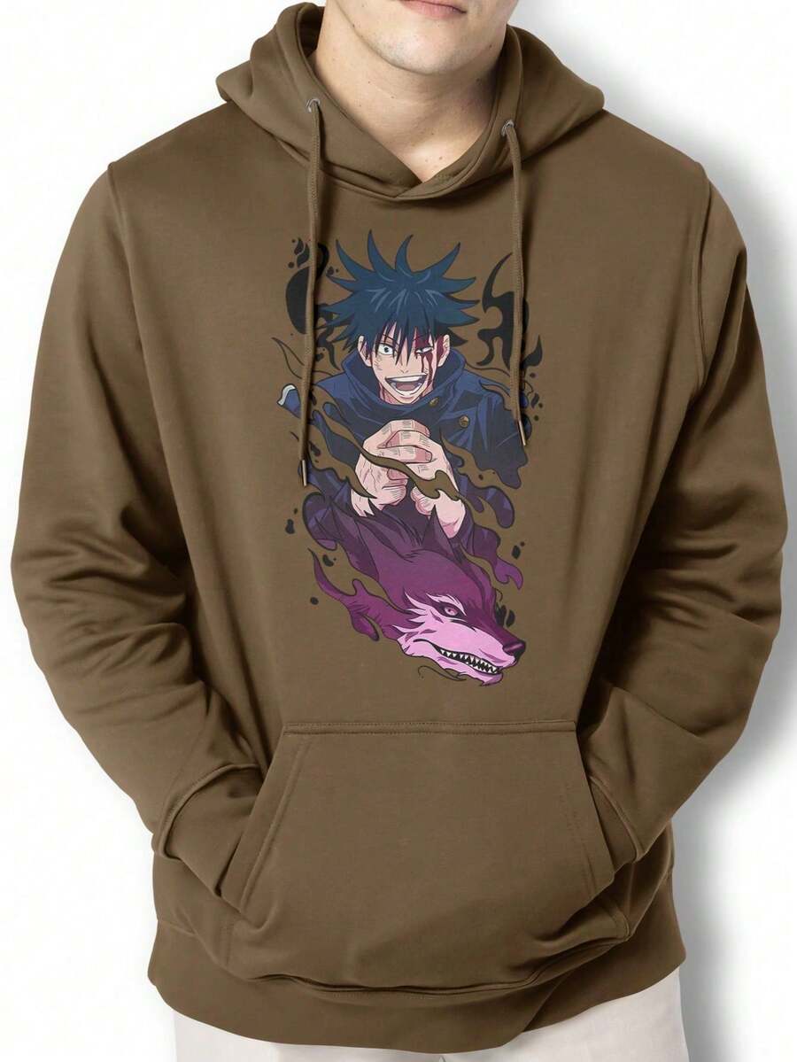 Men Hoodies - 卡其色 - 查看 1