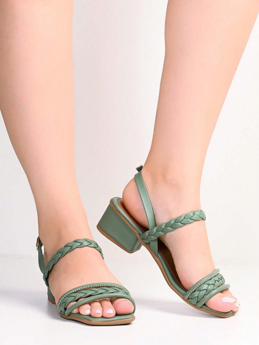 Women Heeled Sandals - Green - View 1