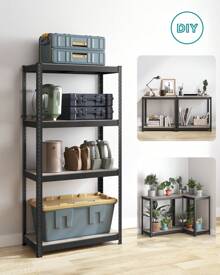 SONGMICS Étagère de Rangement à 4 Niveaux, 40 x 80 x 160 cm, Capacité 520 kg, Planches Réglables, Style Industriel, pour Cuisine, Salon, Grège et Noir - Gris - Voir 5