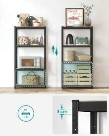 SONGMICS Étagère de Rangement à 4 Niveaux, 40 x 80 x 160 cm, Capacité 520 kg, Planches Réglables, Style Industriel, pour Cuisine, Salon, Grège et Noir - Gris - Voir 3