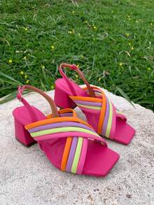 Women Heeled Sandals - 玫紅色 - 查看 3
