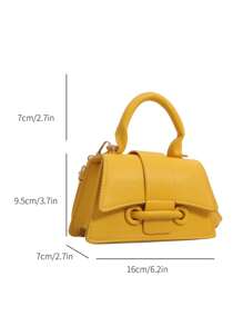 Bolso cuadrado pequeño de uso manual, casual y elegante con cordón de cierre llamativo - Amarillo - Ver 7