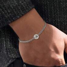 1 Vòng Cổ Điển Mới A-Z Ban Đầu Dây Thép Không Gỉ Vòng Tay Dành Cho Nam - Bạc - Xem 1