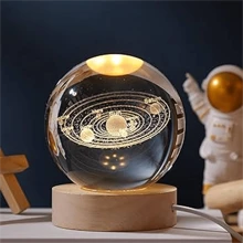 Luminária Para Quarto 3d Bola De Cristal GALAXIA /SISTEMA SOLAR  Brilhantes USB luminarias - SISTEMA SOLAR - Visão 3