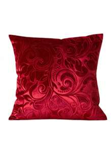 Vỏ gối in nổi bằng nhung dày, Vải nhung Anaglyph hoa Classis, Vỏ gối trang trí, Vỏ gối trong nhà/ngoài trời, Vỏ đệm - (18" X 18", Đỏ)1 cái - Đỏ - Xem 1