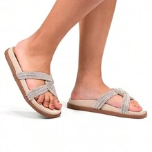 Women Flat Sandals - 米色 - 查看 1