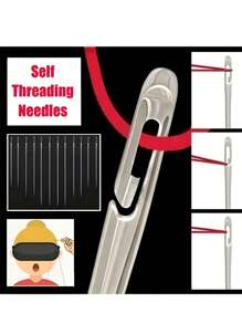 1box,12 PCS Needles, Assorted Self Threading Needles Sewing Needles, Multi-Size Side Opening Stainless Steel Darning Sewing Household Hand Tools The Needle Packaging Is Sent Randomly, Tools For Men