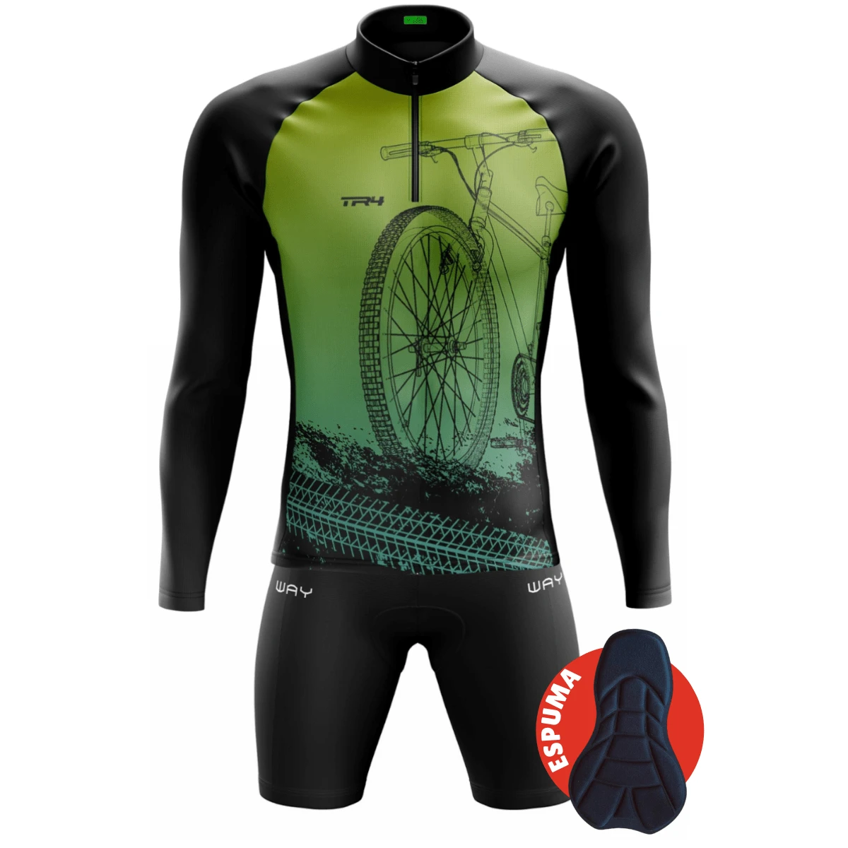 Cycling Jersey Sets - màu xanh lá - Xem 1