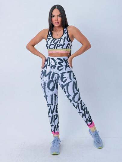 Conjunto Fitness Feminino Calça e Top Esportivo Academia Poliamida Premium Gym