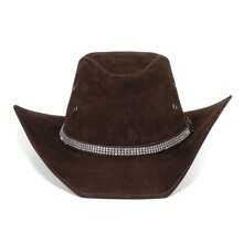 Chapéu Feminino Country Modão Sertanejo Cowboy Com Strass Lançamento Envio Imediato - Marrom - Visão 4
