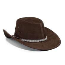 Chapéu Feminino Country Modão Sertanejo Cowboy Com Strass Lançamento Envio Imediato - Marrom - Visão 6