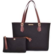 Bolsa Feminina Shopper Lisa Executiva Grande Sacola De Ombro Faculdade Notebook Trabalho Passeio + Necessaire