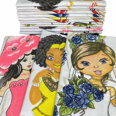 Kit 30 Panos Para Fazer Saia Crochê Bonecas Com Glitter Artesanato Bordado Pintura Decorativo Bonequinha