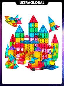 Brastoy Blocos Magnéticos 65 Peças Brinquedo Educativo Infantil - Multicolorido - Visão 1