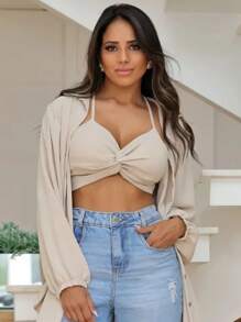 Women Two-Piece Outfits - Beige - View 4