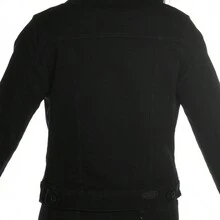 CHAMARRA DENIM JACKETS BASICA DE MEZCLILLA STRETCH CASUAL CON BOLSAS - Negro - Ver 3