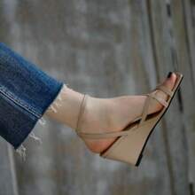 New Arrival 2024 Women's Summer Wedge Heel Sandals With Comfortable Sloping Heel, T-Strap, Platform - Apricot - View 2