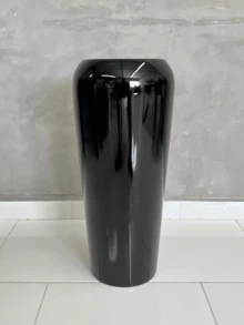Vaso Vietnamita Fibra De Vidro Decorativo Vitrificado P - Preto - Visão 4