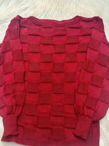 Plus Size Knit Tops - 紅色 - 查看 2