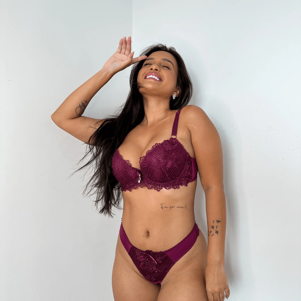 Women Bra & Panty Sets - 酒紅色 - 查看 1