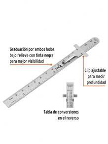 Regla 15 cm de acero inoxidable de bolsillo, Truper RGL-15B - Gris - Ver 3