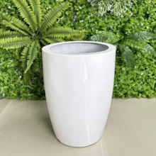 Vaso Vietnamita Fibra De Vidro Decorativo Vitrificado 44cm - Branco - Visão 2
