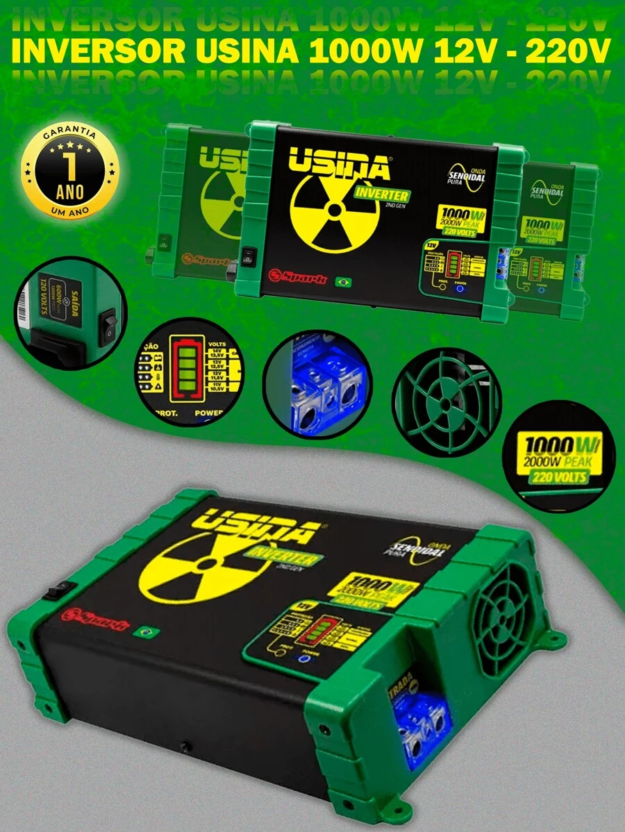 Car Power Inverter - Black and Green - View 1