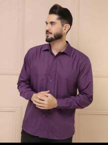 Men's Slim Fit Long Sleeve Dress Shirt Unmissable And  Promotion - 紫色 - 查看 1