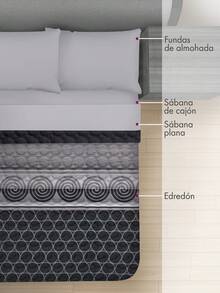 Home Elephant Edredón Ligero con Sábanas Matrimonial Negro Dos Vistas Zen - Negro - Ver 8