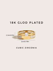 1pc 18K Gold Plated Gorgeous Style Stainless Steel Cubic Zirconia Love Forever Ring Ladies Jewelry Luxury Style Wedding Party Jewelry Dating Gift