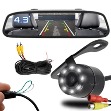 Kit Camera De Ré Visao Noturna borboleta Espelho Retrovisor Lcd 4.3 linhas guias - Preto - Visão 1