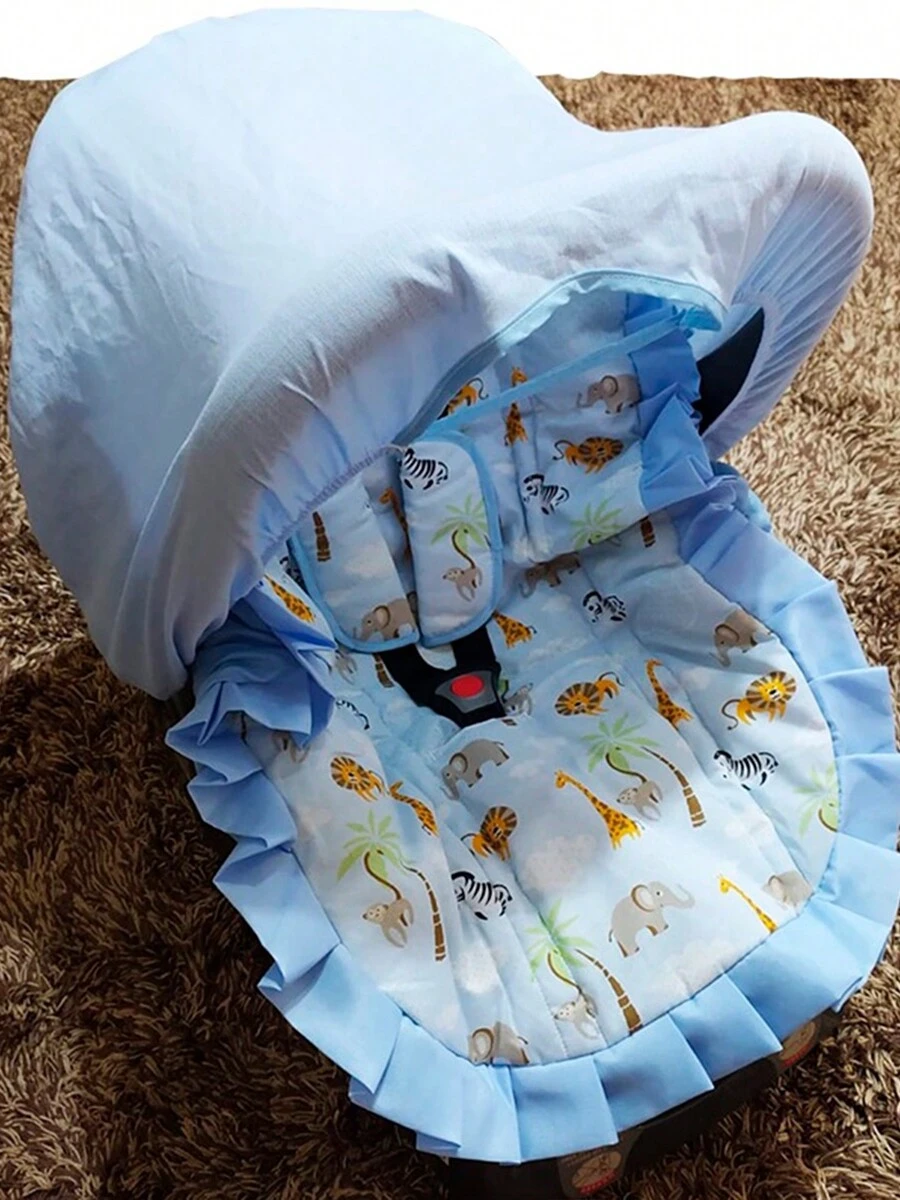 Capa Protetora Solar de Bebê Conforto Protege o Bebe Raios Solares UV Azul e Rosa Menina e Menino - Azul bebê - Visão 1
