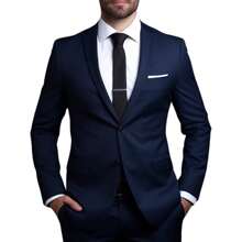 Men's Slim Fit Formal Suit – Sophisticated Design & Slim Fit - Màu xanh hải quân - Xem 11
